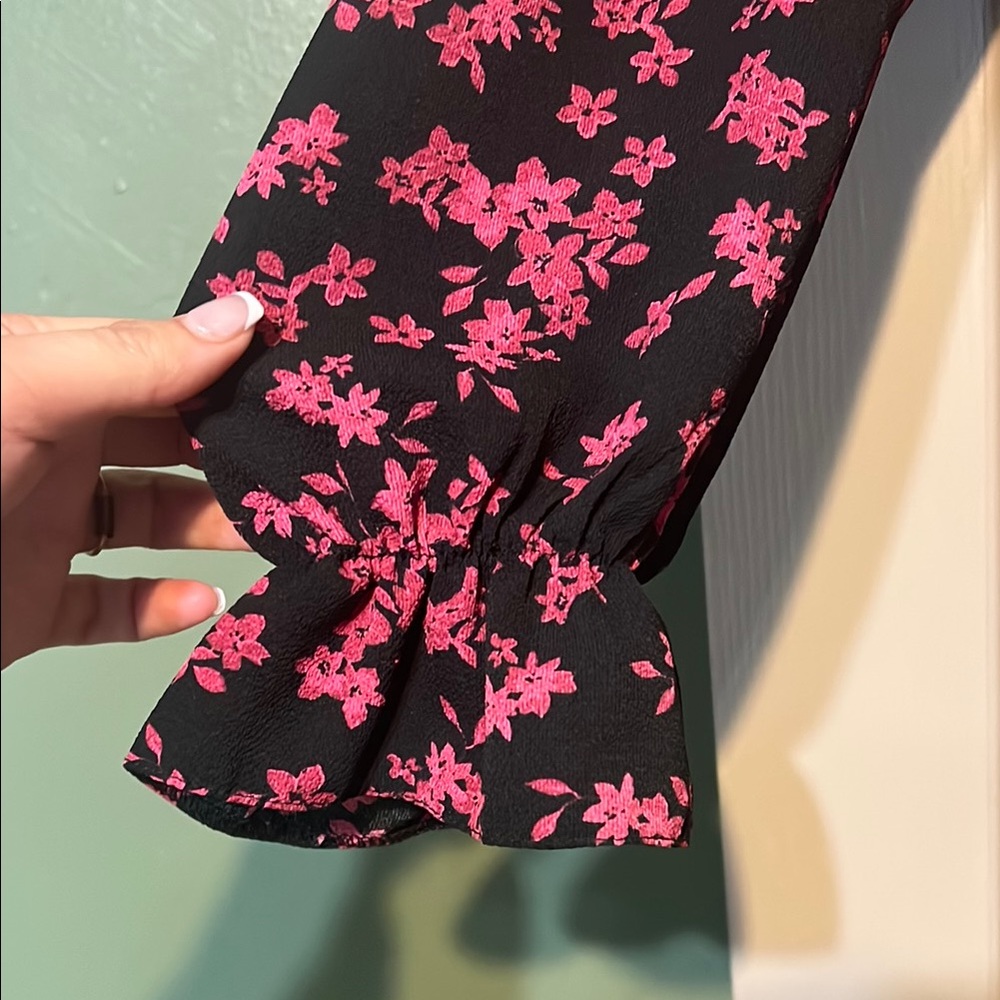 Floral Black and Pink Dress Spring Dress - Picture 5 of 5